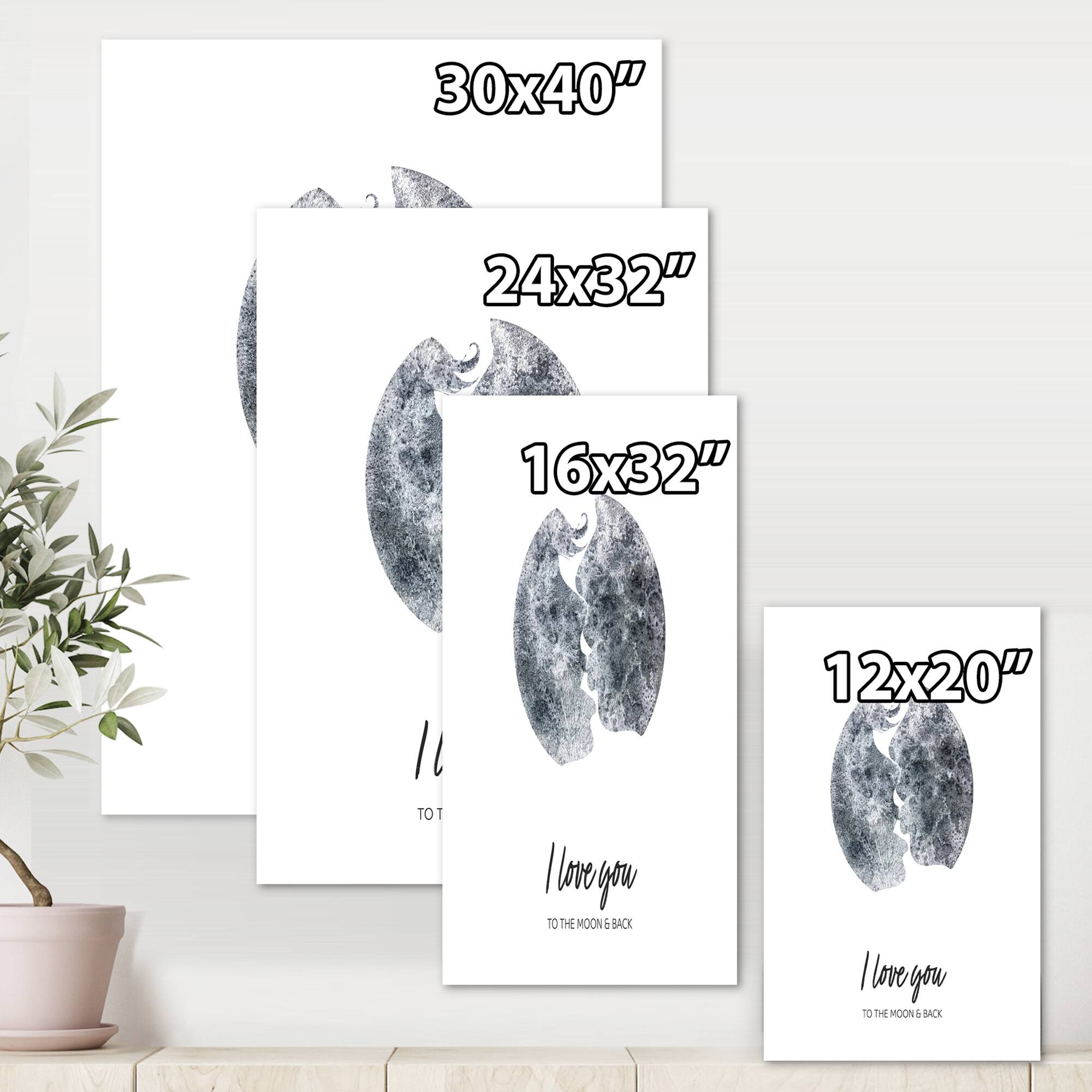 Designart - Romantic Moon Kiss of Two Lovers